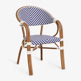 Set Van 2 Stapelbare Tuinstoelen Met Armleuningen In Aluminium Brielle Bistro Ken Blauw - Gardenia Wit - Sklum