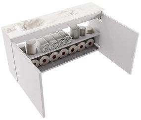 Mondiaz Ture DLux toiletmeubel 100cm cale met wastafel frappe links met kraangat