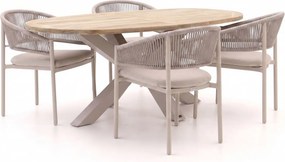 + 10% kassakorting | Diningset Bellagio | 4 personen teakhout | Tuinset stapelbaar | 5-delig | Kees Smit Tuinmeubelen