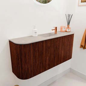 Mondiaz Joya DLux 95cm toiletmeubel ronding links/rechts ruby met wastafel faye midden 1 kraangat opalo