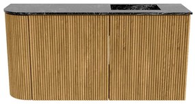 Mondiaz Joya DLux 80cm toiletmeubel ronding links oak met wastafel faye rechts zonder kraangat lava