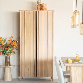 Hoge Wandkast Eikenhout Naturel - 102x47x210cm.