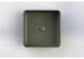 Arcqua Case waskom - 37x37cm - Vierkant - Cast marble Mat groen WAS396445