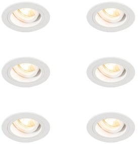 Set van 6 Inbouwspot rond wit draai- en kantelbaar - Chuck