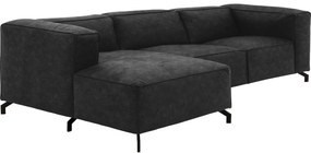 Goossens Bank Calvin antraciet, micro leer, 3-zits, modern design
