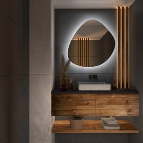 Kiezelvormige spiegel met LED-verlichting G6