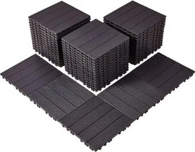 VEVOR Terrastegels, Set van 54, Balkontegels 295x295 mm, Kliktegels, Kunststof Vloerbedekking voor Buiten, Terrasvloer voor Veranda, Zwembad, Balkon, Achtertuin, Donkerbruin