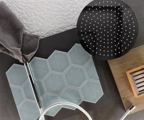 Hoogglans Handvorm Wandtegel 10.8x12.4 Cm Hexagon Princeton Licht Blauw RBT55