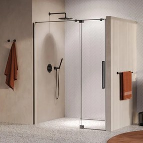 BRAUER Stellar Nisdeur - 2-delig - 160x200cm - draaideur - glascoating - omkeerbaar - helder glas - geborsteld gunmetal PVD GS-SRN1H160200GM