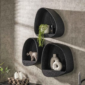 Wandschap Antraciet Druppel Vorm - 34x21x46cm.