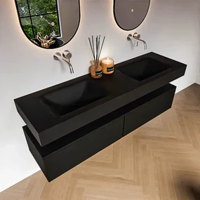 Zaro Alan badmeubel 160cm urban 2 lades met vrijhangende wastafel cloud dubbel zonder kraangat urban