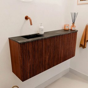 Mondiaz Joya DLux 100cm toiletmeubel ronding rechts ruby met wastafel faye links zonder kraangat lava
