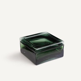 Handgeblazen glazen doos, hoogte 8 cm, OROA