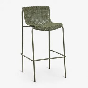 Pack Van 2 Hoge Krukken Van Synthetisch Riet En Ijzer Revia Groen – Intens Olijf & ↑75 Cm - Sklum