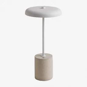Draadloze Led-tafellamp Van Ijzer En Beton Tamila Wit - Sklum