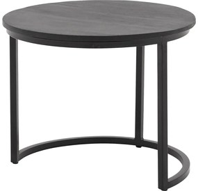 Goossens Salontafel Jelle rond, hout mango zwart, urban industrieel, 54 x 45 x 54 cm