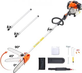 VEVOR Benzine snoeischaar, 43cc 2-takt telescopische zaag, kettingzaag met roterende kop, uitschuifbare steel van 2,11-3,61 m, zaagblad van 25,4 cm, brandstoftank van 850 ml, voor het snoeien van bomen