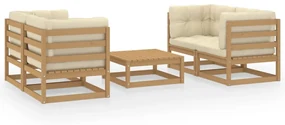 vidaXL 5-delige Loungeset met kussens massief grenenhout
