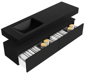 Zaro Alan badmeubel 160cm urban 2 lades met vrijhangende wastafel cloud links 1 kraangat urban
