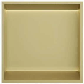 Hotbath &More inbouwnis met verlichting 30x30x10cm geborsteld messing PVD