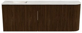 Mondiaz Joya DLux 110cm toiletmeubel ronding rechts walnut met wastafel faye links zonder kraangat ostra