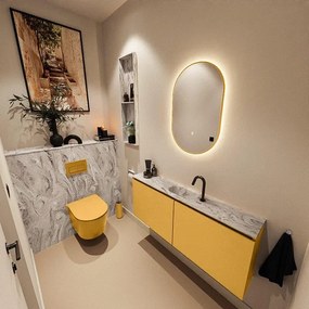 MONDIAZ TURE-DLUX 120cm toiletmeubel Ocher. EDEN wastafel Glace positie midden. Met 1 kraangat. TUREDX120OCHM1GLA