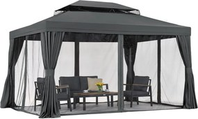 Tuinpaviljoen met klamboe en gordijnen Valencia 3x4 antraciet Garden Point