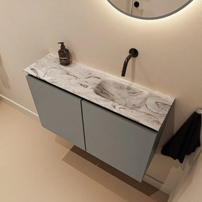 Mondiaz Ture DLux toiletmeubel 80cm smoke met wastafel glace rechts zonder kraangat