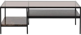 Goossens Excellent Salontafel Avene rechthoekig, glas zwart, elegant chic, 118 x 40 x 58 cm