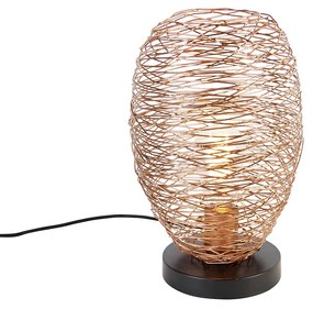 Design tafellamp koper met zwart 30 cm - Sarella Design E27 rond Binnenverlichting Lamp