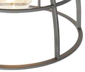 Smart hanglamp donkergrijs met hout 34 cm incl. Wifi G95 - Arthur