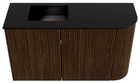 Mondiaz Joya 70cm toiletmeubel ronding rechts walnut met wastafel faye links zonder kraangat urban