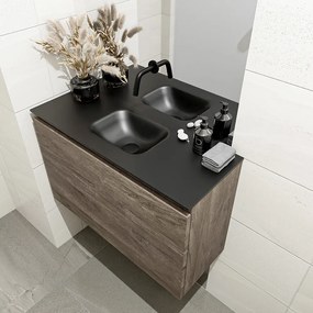 Mondiaz Olan 80cm toiletmeubel dark brown met wastafel urban midden geen kraangat