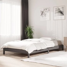 vidaXL Bed stapelbaar 90x200 cm massief grenenhout grijs