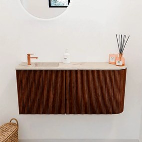 Mondiaz Joya DLux 90cm toiletmeubel ronding rechts ruby met wastafel faye links 1 kraangat frappe