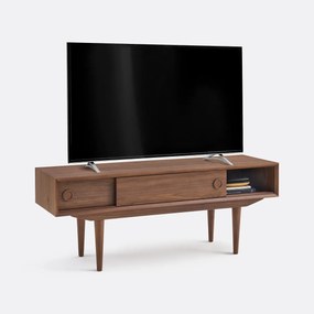 Tv-meubel met 2 schuifdeuren, notenhout en fineer, Quilda