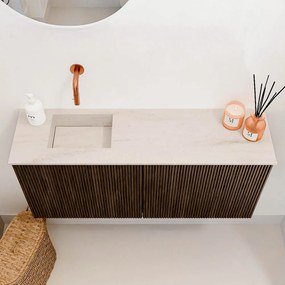 Mondiaz Joya DLux 90cm toiletmeubel walnut met wastafel faye links zonder kraangat meli