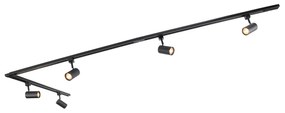 Modern railsysteem met 5 Spot / Opbouwspot / Plafondspots zwart 1-fase - Iconic Jeana Modern GU10 Binnenverlichting Lamp