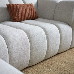 Bank Met Strepen Stiksel Grijsbeige Chaise Longue Links