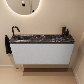 Mondiaz Ture DLux toiletmeubel 100cm plata met wastafel lava links met kraangat