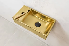 Saniclear Oro fontein mat goud 40x22cm links