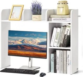 VEVOR Bureau Boekenplank 2-laags Organizer (94,5 x 24,1 x 73,4 cm) Tafelplanken Bureau Organizer Display Plank Gemaakt van Spaanplaat met Antislip Voetjes, voor Kantoor Slaapzaal, Wit