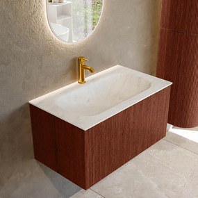 Mondiaz Kurve-dlux 80cm badmeubel ruby met 1 lade en wastafel big small midden 1 kraangat opalo