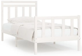 vidaXL Bedframe massief grenenhout wit 90x200 cm