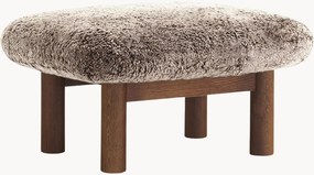 Voetenbank Brasilia van eikenhout met schapenvachtbekleding