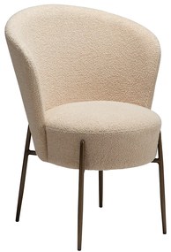 Dan-Form Orbit Eetkamerstoel Met Hoge Rugleuning Rond Boucle Almond Shimmer