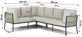 Dining Loungeset 6 personen Aluminium/rope Grijs  Lifestyle Garden Furniture Cordani