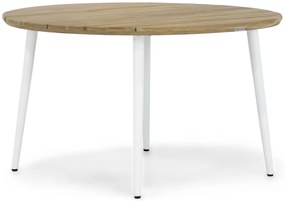 Dining Tuintafel rond 130 cm Aluminium/teak Wit Montana