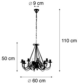 Smart kroonluchter roestbruin 8-lichts incl. Wifi B35 - Giuseppe Klassiek / Antiek, Landelijk / Rustiek E14 rond Binnenverlichting Lamp