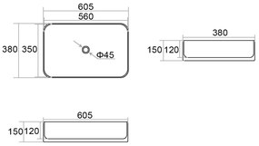 Comad Kati wastafel 61x15cm glans wit